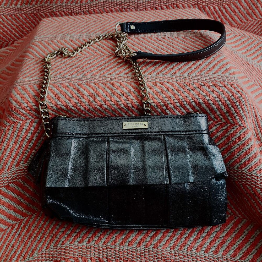 Kate Spade Mini Metallic Pewter Purse w/Chain Strap y2K